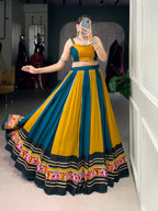 Lorenvalley Fashion Multicolor Pure Rayon Gamthi Work With Gota Patti Lace Touch Up Lehenga Choli