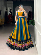 Lorenvalley Fashion Multicolor Pure Rayon Gamthi Work With Gota Patti Lace Touch Up Lehenga Choli