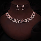 Tehzeeb Creations Black Colour Ad Studded Necklace Jewellery Set With Matching Earrings For Women And Girls