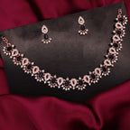 Tehzeeb Creations Black Colour Ad Studded Necklace Jewellery Set With Matching Earrings For Women And Girls