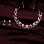 Tehzeeb Creations Black Colour Ad Studded Necklace Jewellery Set With Matching Earrings For Women And Girls