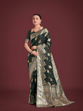 Monjolika Fashion Dark Green Glamour and Tradition With This Zari Woven Banarasi Satin Silk Saree - Distacart
