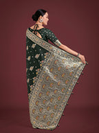 Monjolika Fashion Dark Green Glamour and Tradition With This Zari Woven Banarasi Satin Silk Saree - Distacart