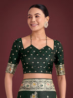 Monjolika Fashion Dark Green Glamour and Tradition With This Zari Woven Banarasi Satin Silk Saree - Distacart