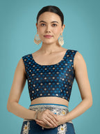Monjolika Fashion Dark Teal Glamour and Tradition With This Zari Woven Banarasi Satin Silk Saree