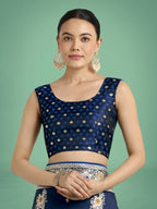 Monjolika Fashion Dark blue Glamour and Tradition With This Zari Woven Banarasi Satin Silk Saree - Distacart