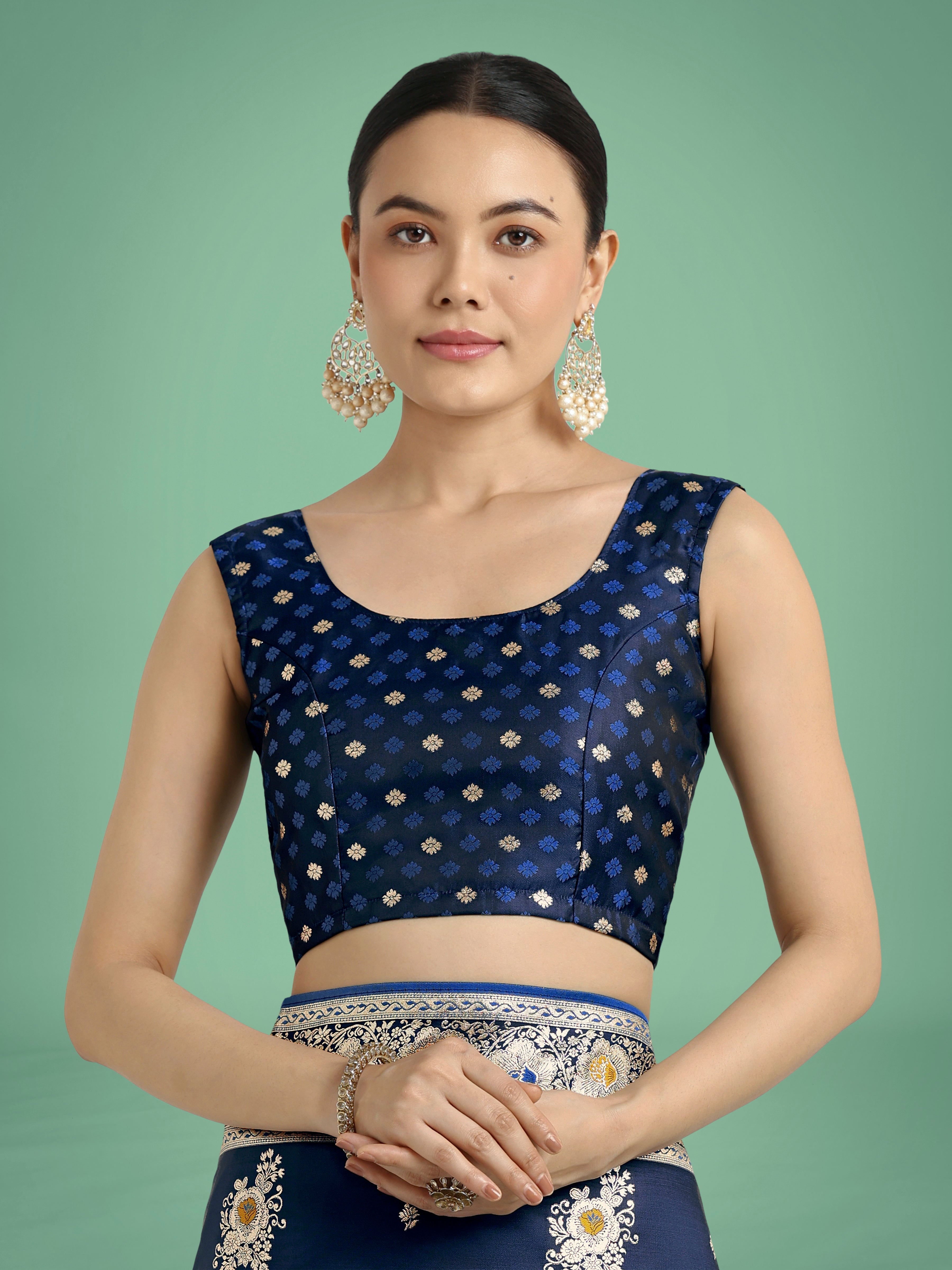 Monjolika Fashion Dark blue Glamour and Tradition With This Zari Woven Banarasi Satin Silk Saree - Distacart