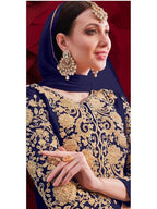 Myra Navy Blue Georgette Embroidered Anarkali Pant Style Suit online