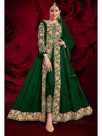 Myra Green Georgette Embroidered Anarkali Pant Style Suit