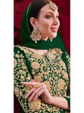 Myra Green Georgette Embroidered Anarkali Pant Style Suit