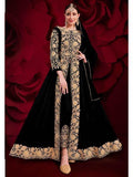 Myra Black Georgette Embroidered Anarkali Pant Style Suit