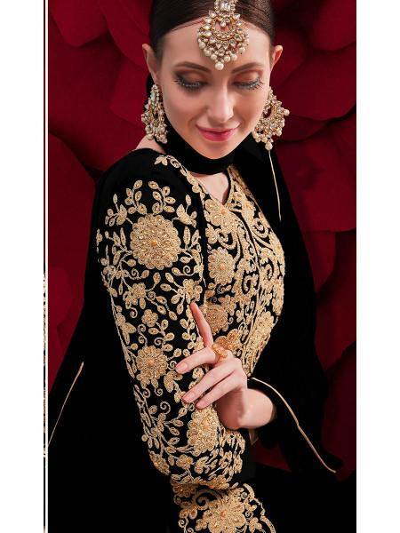Myra Black Georgette Embroidered Anarkali Pant Style 