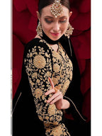Myra Black Georgette Embroidered Anarkali Pant Style 