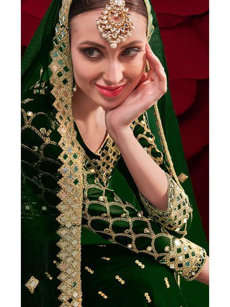 Myra Green Georgette Embroidered Anarkali Pant Style