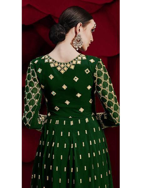 Myra Green Georgette Embroidered Anarkali 