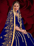 Myra Royal Blue Georgette Embroidered Anarkali Pant Style Suit