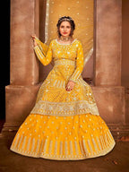 Beautiful Mustard Yellow Heavy Embroidered Gharara 