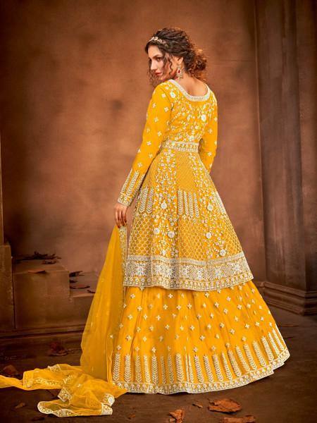Beautiful Mustard Yellow Heavy Embroidered 