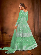 Fashion Sea Green Heavy Embroidered Gharara 