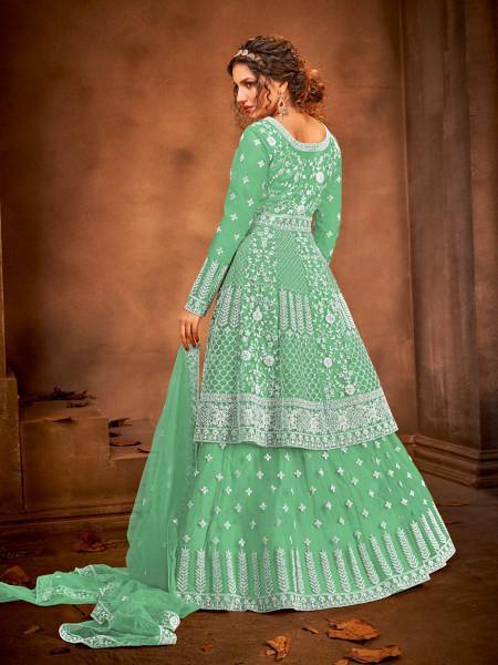 Fashion Sea Green Heavy Embroidered Gharara 