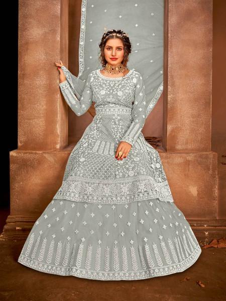 Dusty Grey Heavy Embroidered Gharara Suit
