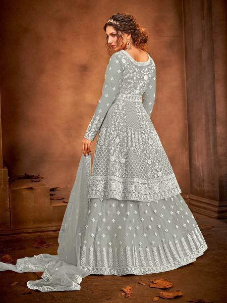 Myra Dusty Grey Heavy Embroidered Gharara 