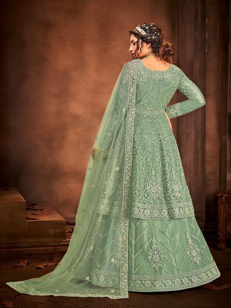 Sea Green Heavy Embroidered Gharara Suit
