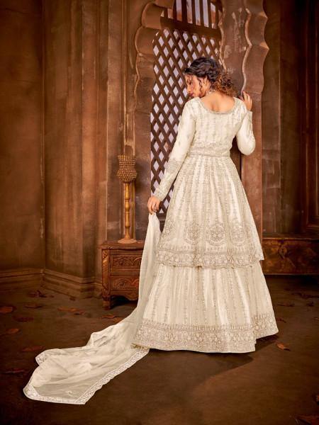 Off White Heavy Embroidered Gharara Suit