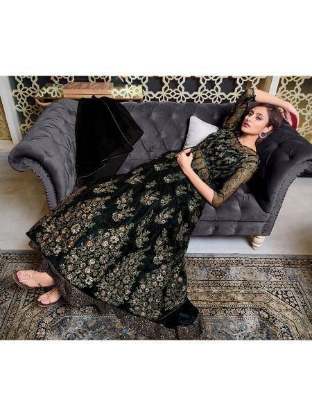 Black Net Embroidery Gown