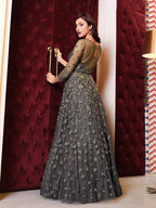 Grey Net Embroidery Gown