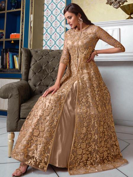 Myra Beige Net Embroidery 
