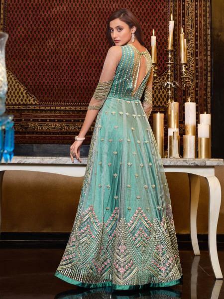 Mint Blue Net Embroidery 