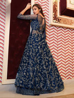 Navy Blue Net Embroidery 