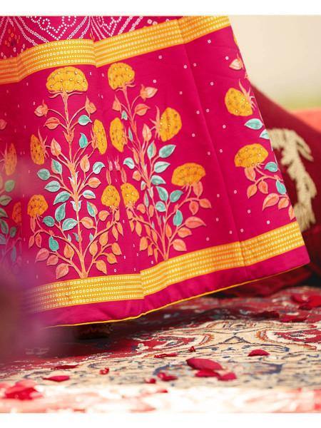 Multicolour Silk Muslan Printed Lehenga Choli For 