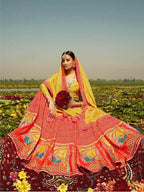 Multicolour Silk Muslan Printed Crepe Lehenga Choli