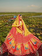Multicolour Silk Muslan Printed Crepe Lehenga 