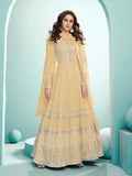 Myra Dusty Yellow Georgette Embroidered Anarkali Suit