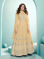 Myra Dusty Yellow Georgette Embroidered Anarkali Suit