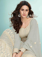 Myra Dusty Grey Georgette Embroidered Anarkali Suit Online