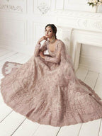 Myra Dusty Pink Heavy Embroidered Net Bridal 