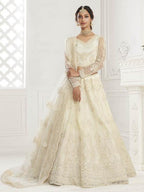 Myra Off White Heavy Embroidered Net bridal Lehenga features