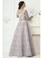 Grey Heavy Embroidered Net Bridal Lehenga