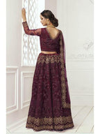 Myra Wine Heavy Embroidered Net Bridal Lehenga