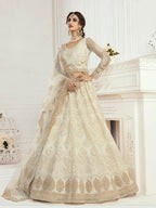 Myra Cream Heavy Embroidered Net Bridal Lehenga