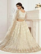Myra Cream Heavy Embroidered Net Bridal Lehenga