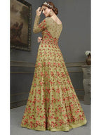 Myra Green Soft Net Embroidered Handwork Gown Style Suit
