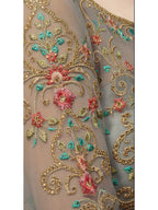 Myra Grey Soft Net Embroidered Handwork 