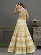 Myra Pista Soft Net Embroidered Handwork Gown Style Suit