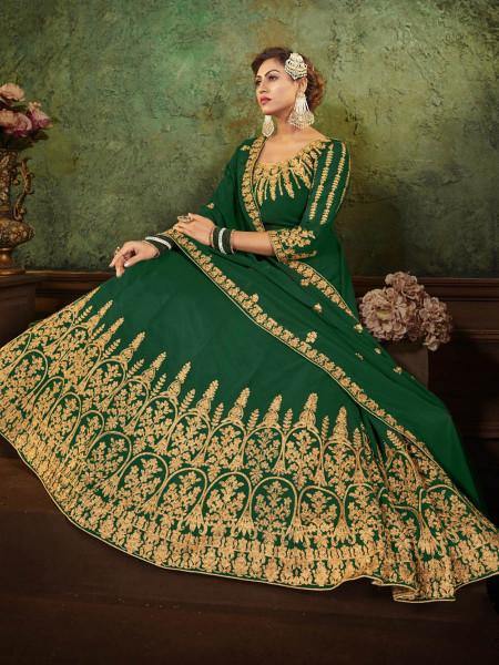 Myra Green Georgette Embroidered 