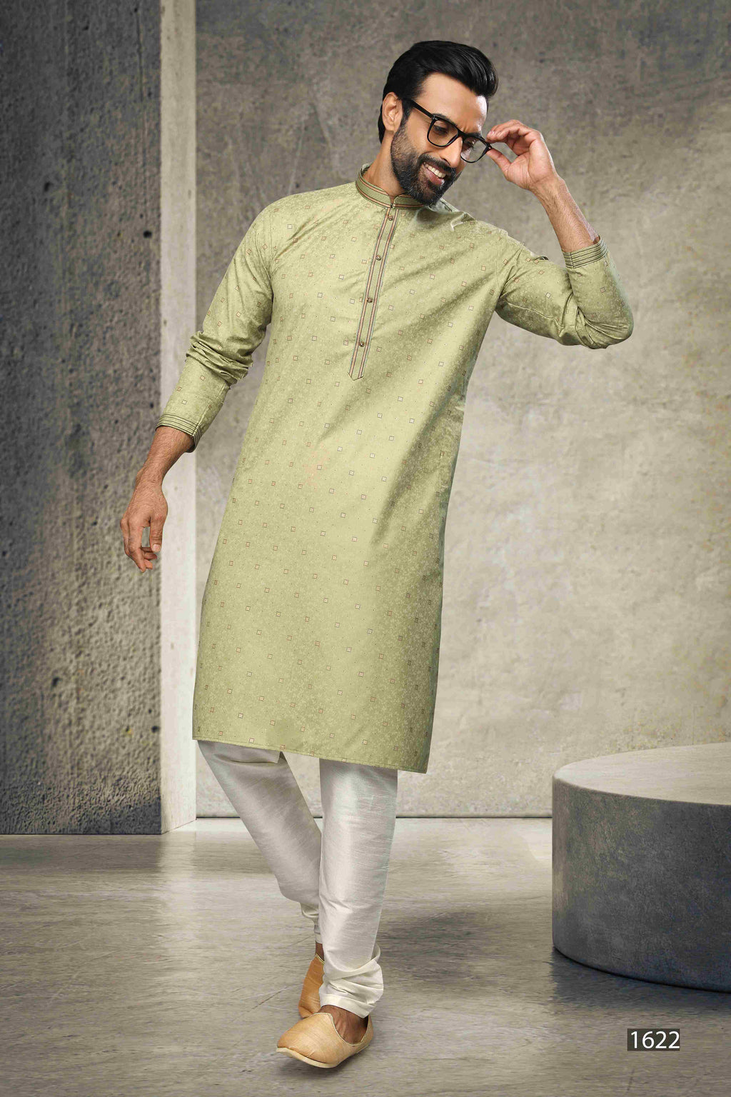 Raivat Ethnic Cotton Printed Work Kurta Pajama In Light Green Colour